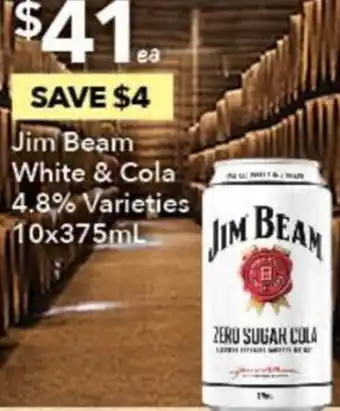 Ritchies Jim Beam White & Cola 7.8% Varieties 10x375ml offer