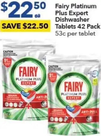 Ritchies Fairy Platinum Plus Expert Dishwasher Tablets 42 Pack offer