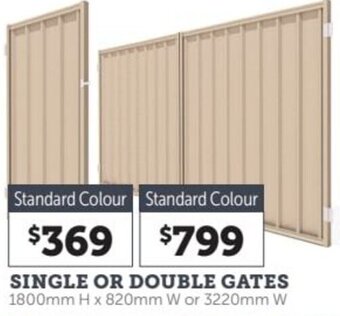Stratco Single Or Double Gates Standard Colours 1800mm H x 820mm W or 3220mm W offer