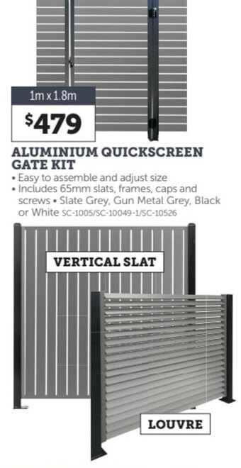 Stratco Aluminium Quickscreen Gate Kit 1m x 1.8m offer