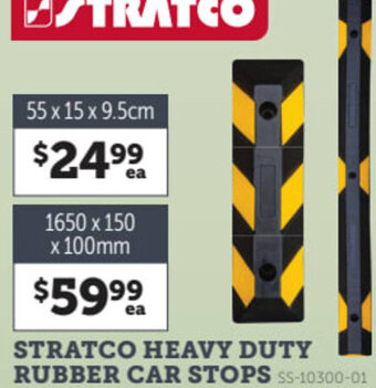 Stratco Heavy Duty Rubber Car Stops 1650 x 150 x 100mm