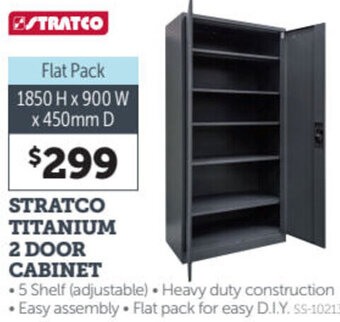 Stratco Titanium 2 Door Cabinet 1850 H x 900 W x 450mm D
