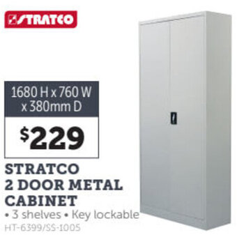 Stratco Stratco 2 Door Metal Cabinet 1680 H x 760 w x 380mm D offer