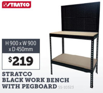 Stratco Stratco Black Work Bench With Pegboard H 900 x W 900 x D 450mm offer