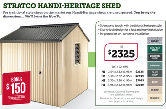 Stratco Stratco Handi-Heritage Shed offer