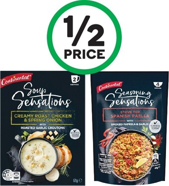 Woolworths Continental Seasoning Sensations 34-44g or Continental Cup Soup Sensations 40-70g Pk 2 offer