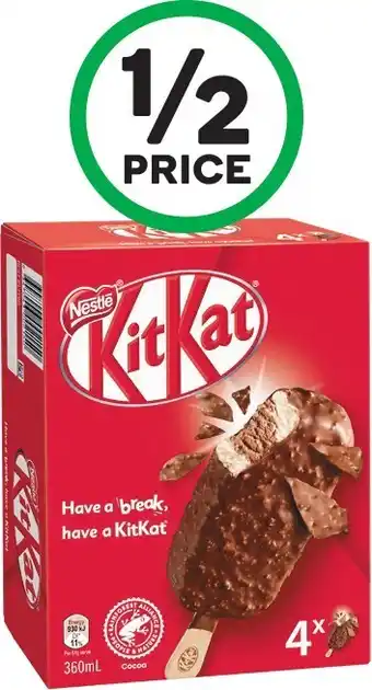 Woolworths Kit Kat Sticks 360ml Pk 4 – From the Freezer offer