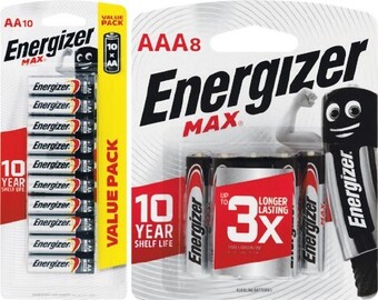 Woolworths Energizer Max AA Pk 10 or AAA Pk 8 offer