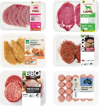 Woolworths Woolworths BBQ Burgers, Kebabs 450g, Meatballs 400g, COOK Marinated Beef, Lamb or Pork Steaks 250-500g, Macro Free Range Pork offer