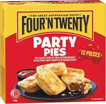 Woolworths Four’N Twenty Party Pie 600g or Party Sausage Roll 500g offer