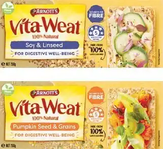 Woolworths Arnott’s Vita Weat Soy & Linseed or Pumpkin Seed & Grains 250g offer
