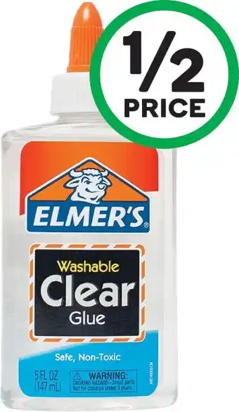 Woolworths Elmer’s Liquid Clear Washable Glue 148ml offer