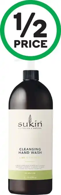 Woolworths Sukin Hand Wash Lime & Coconut 1 Litre offer