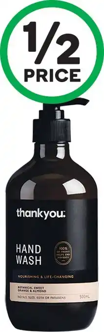 Woolworths Thankyou Botanical Sweet Orange & Almond Hand Wash 500ml offer