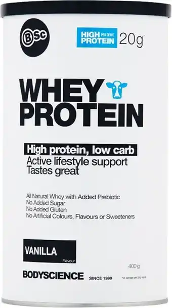 Woolworths BSC Whey Protein Vanilla 400g¥ offer