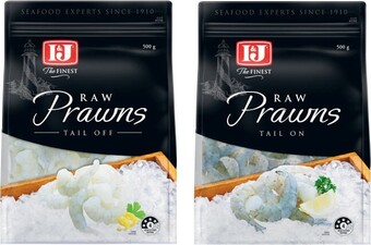 Coles I&J Raw Prawns Tail On or Off 500g offer