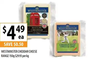 Westminster Cheddar Cheese Range 150g