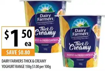Supabarn Dairy Farmers Thick & Creamy Yoghurt Range 150g offer