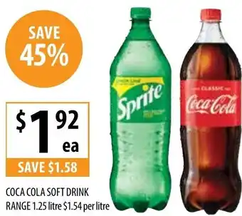 Supabarn Coca Cola Soft Drink Range 1.25 Litre offer