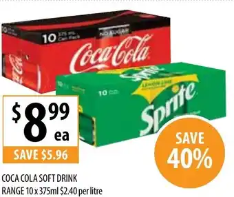 Supabarn Coca Cola Soft Drink Range 10 x 375ml offer