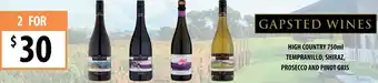 Supabarn Gapsted Wines High Country 750ml Tempranillo, Shiraz, Prosecco And Pinot Gris offer