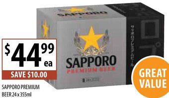 Supabarn Sapporo Premium Beer 24 x 355ml offer