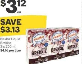 Woolworths Nexba Liquid Brekkie 3 x 250ml offer