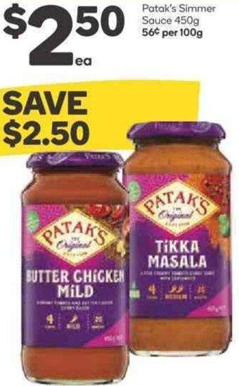 Woolworths Patak's Simmer Sauce 450g offer