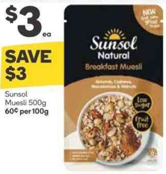 Sunsol Muesli 500g offer at Woolworths
