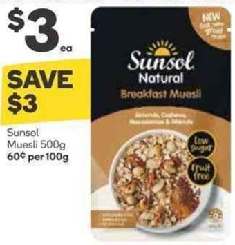 Woolworths Sunsol Muesli 500g offer