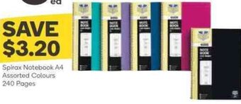 Spirax Notebook A4 Assorted Colours 240 Pages
