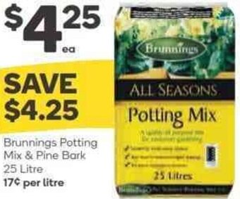 Woolworths Brunnings Potting Mix & Pine Bark 25 Litre offer