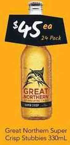 Cellarbrations Great Northern Super Crisp Stubbies offer