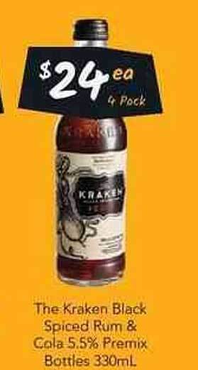 Cellarbrations The Kraken Black Spiced Rum & Cola 5.5% Premix offer