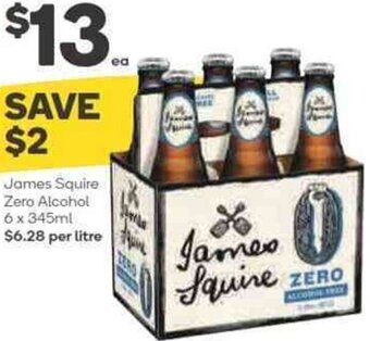 Woolworths James Squire Zero Alcohol 6 x 345ml offer