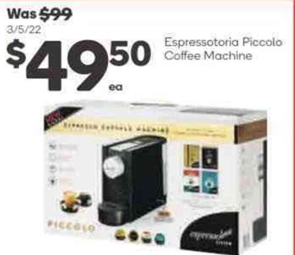 Espressotoria Piccolo Coffee Machine offer at Woolworths