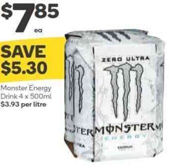 Woolworths Monster Energy Drink 4 x 500ml offer