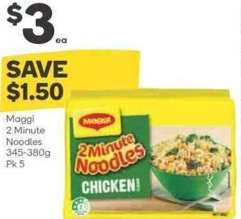 Woolworths Maggi 2 Minute Noodles 345-380g offer