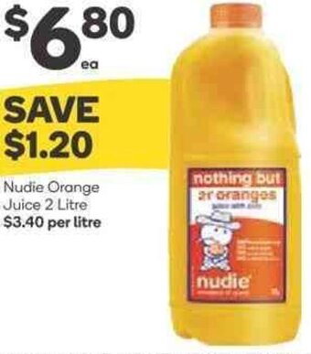 Woolworths Nudie Orange Juice 2 Litre offer