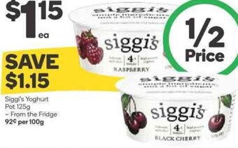 Woolworths Siggi's Yoghurt Pot 125g offer