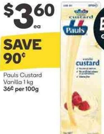 Woolworths Pauls Custard Vanilla 1 kg offer
