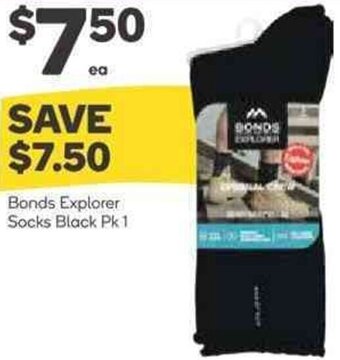 Woolworths Bonds Explorer Socks Black Pk 1 offer