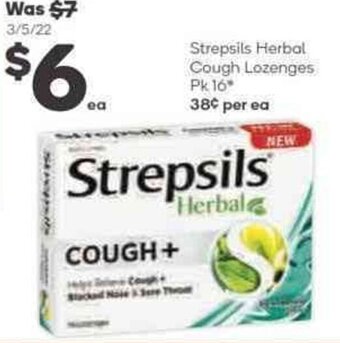 Woolworths Strepsils Herbal Cough Lozenges Pk 16 offer