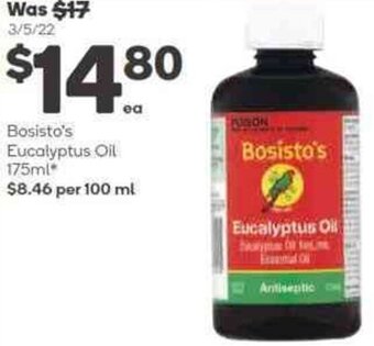 Woolworths Bosisto's Eucalyptus Oil 175ml offer