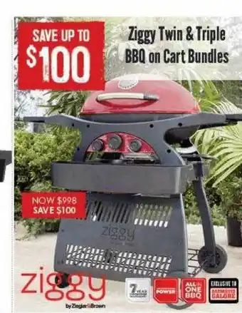 Barbeques Galore Ziggy Twin & Triple Bbq On Cart Bundles offer