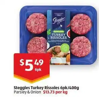 ALDI Steggles Turkey Rissoles offer