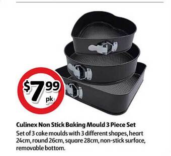 Coles Culinex Non Stick Baking Mould 3 Piece Set offer