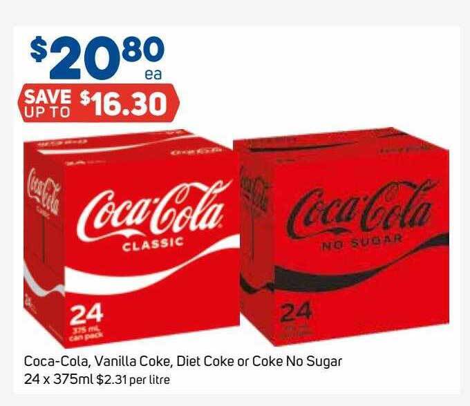 Coca-cola, Vanilla Coke, Diet Coke Or Coke No Sugar offer at Foodland