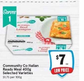 IGA Community Co Italian Ready Meal offer