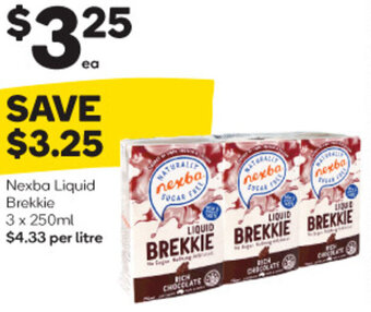 Woolworths Nexba Liquid Brekkie 3 x 250ml offer